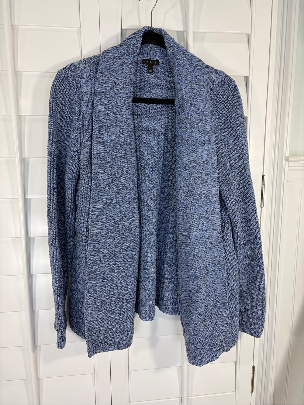 Talbots Heathered Blue Open-Front Shawl Cardigan (M)